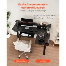 VEVOR L Shaped Desk Electric Adjustable Height Corner Desk with Keyboard Tray