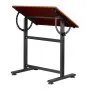 VEVOR Drafting Table, Adjustable 0°–90° Tilt Drawing Desk, Portable Artist Table with Black H-Frame and Brown Desktop, Wooden Painting Desk Craft Workstation for Reading, Writing, Crafting, Meeting