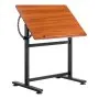 VEVOR Drafting Table, Adjustable 0°–90° Tilt Drawing Desk, Portable Artist Table with Black H-Frame and Brown Desktop, Wooden Painting Desk Craft Workstation for Reading, Writing, Crafting, Meeting