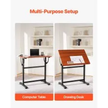 Drafting Table Adjustable 0°–90° Tilt Wooden Drawing Desk with H-Frame