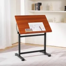 Drafting Table Adjustable 0°–90° Tilt Wooden Drawing Desk with H-Frame