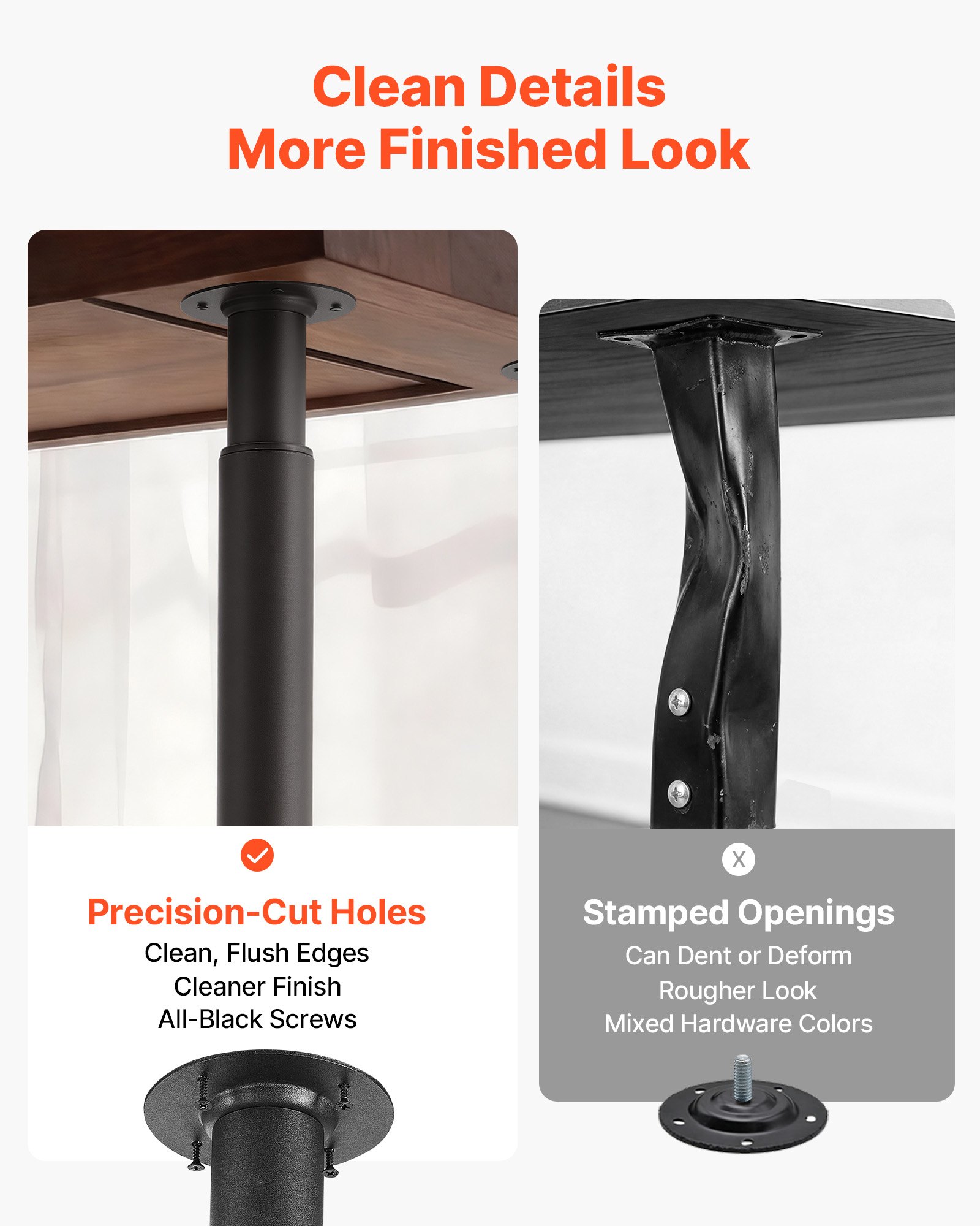 VEVOR Adjustable Table Legs, 710-1100 mm Steel Furniture Legs, 544 kg Max Load Heavy Duty, Quick Installation, Ideal for Home Office Desk DIY, Coffee Dinner Bar Tables, Workbenches, Set of 4, Black