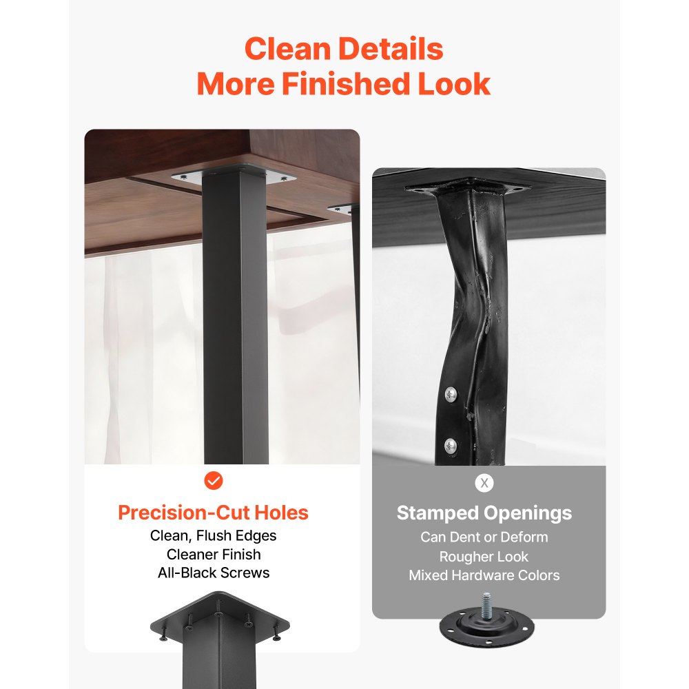 VEVOR Adjustable Table Legs, 610-1016 mm Square Steel Furniture Legs, 544 kg Max Load Heavy Duty, Quick Installation, for Home Office Desk DIY, Coffee Dinner Bar Tables, Workbenches, 4 PCS, Black