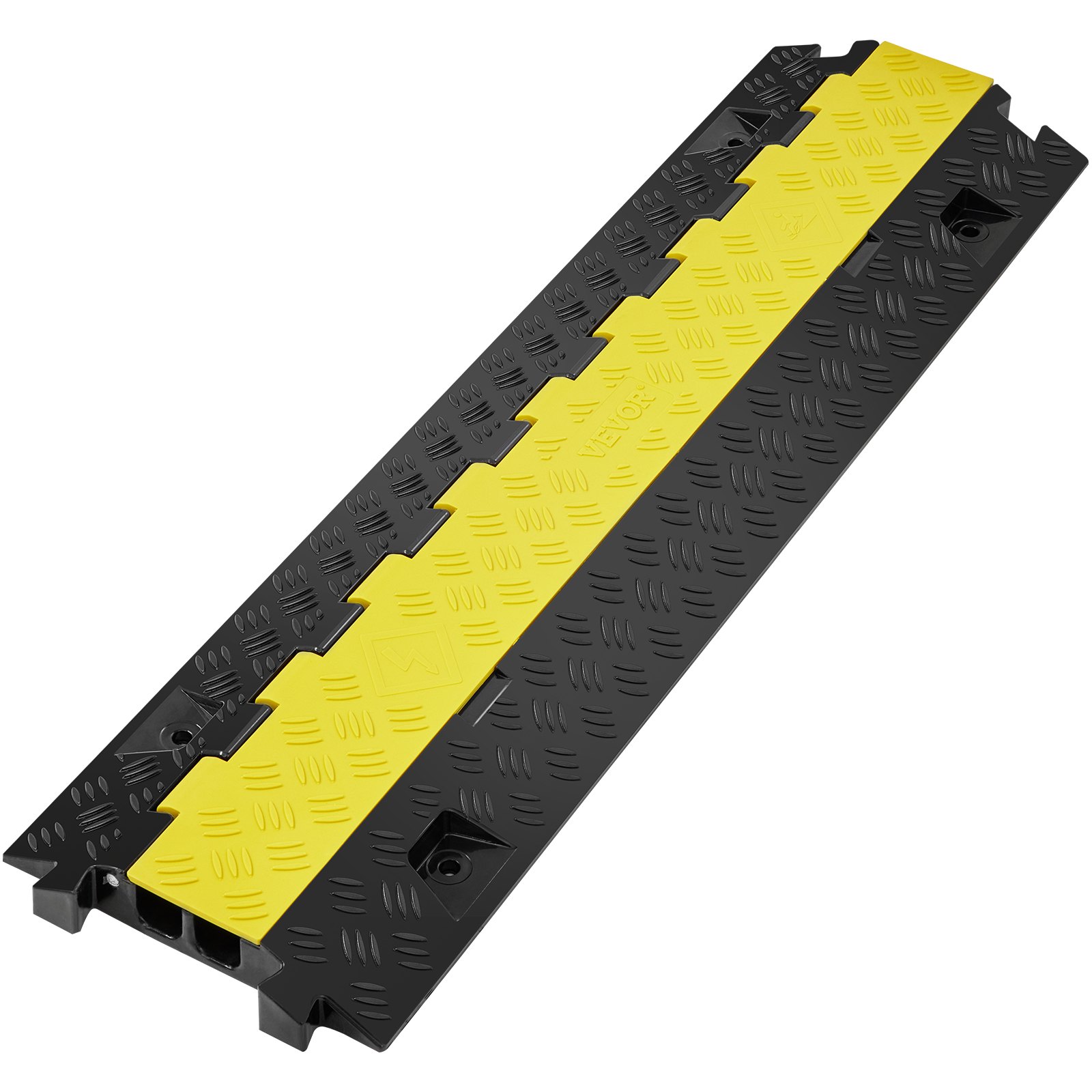 VEVOR cable protector ramp in black and yellow with non-slip textured surface.