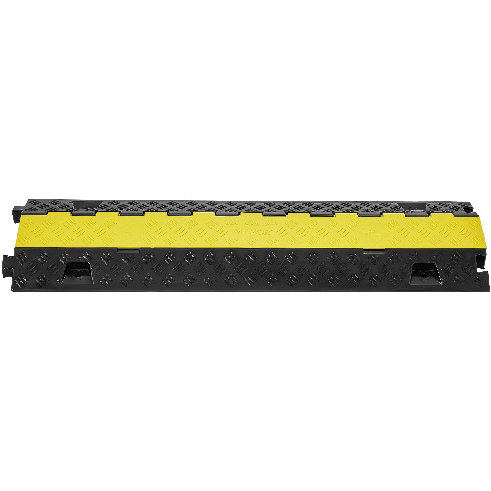 yellow and black VEVOR cable protector ramp with anti-slip diamond tread pattern.