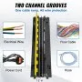 VEVOR 5 PCs Cable Protector Ramp, 2 Channel, 10000 kg/axle Capacity Heavy Duty TPU Wire Cover Ramp Hose Protector Ramp Driveway, Traffic Speed Bump with TPR Flip-Open Top Cover, for Indoor & Outdoor