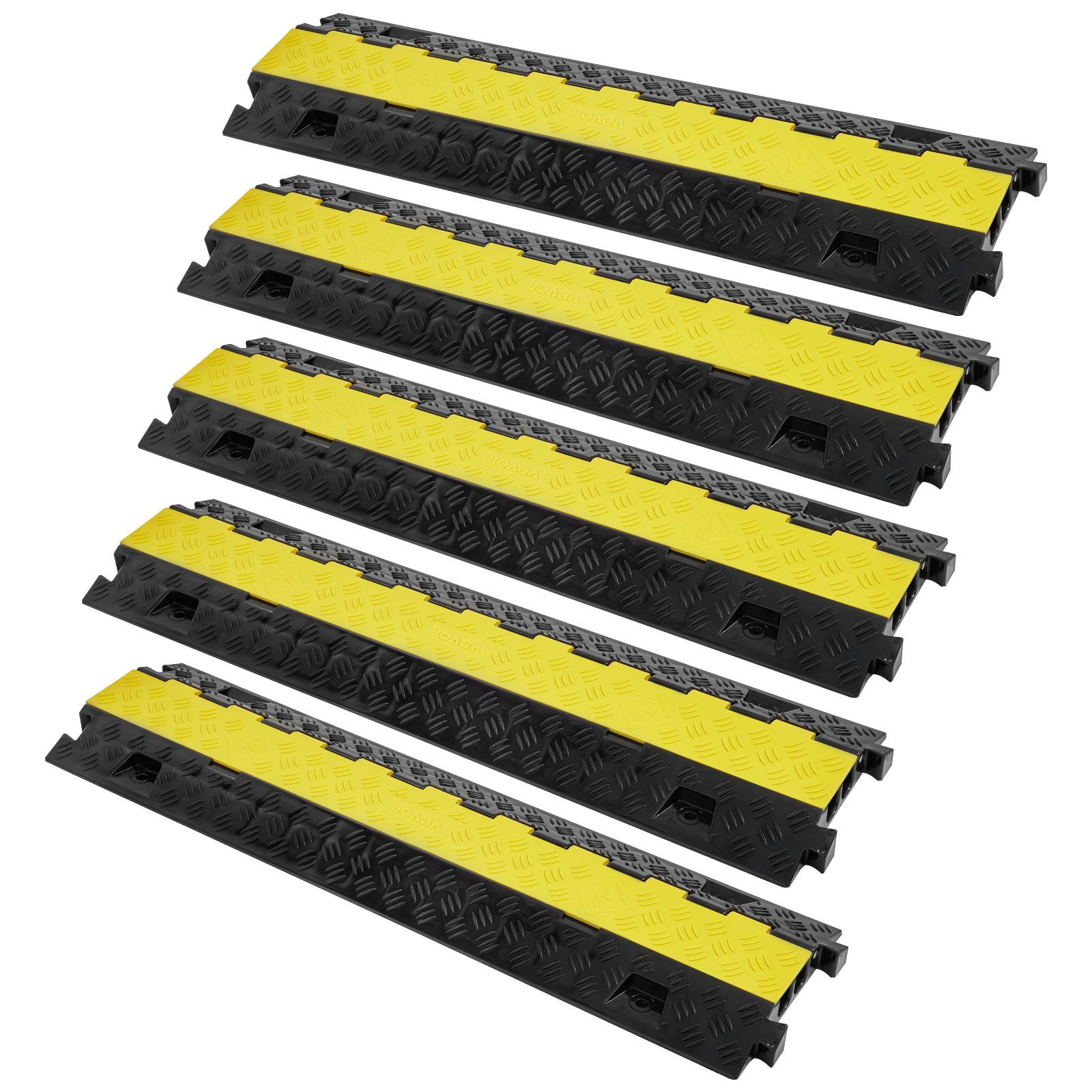 VEVOR - Rampa protectora de cables (5 unidades, 2 canales, capacidad de 22 000 lb/eje), resistente cubierta de TPU para cables, protector de manguera para rampa de entrada, reductor de velocidad con cubierta superior abatible de TPR, para interiores y exteriores
