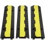 VEVOR 3 Pack Rubber Cable Protector Ramp, 2 Channel, 12000 lbs/axle Capacity Heavy Duty Hose Wire Cover Ramp Driveway, Traffic Speed Bump w/ Flip-Open Top Cover&50 ft Warning Tape, for Indoor&Outdoor