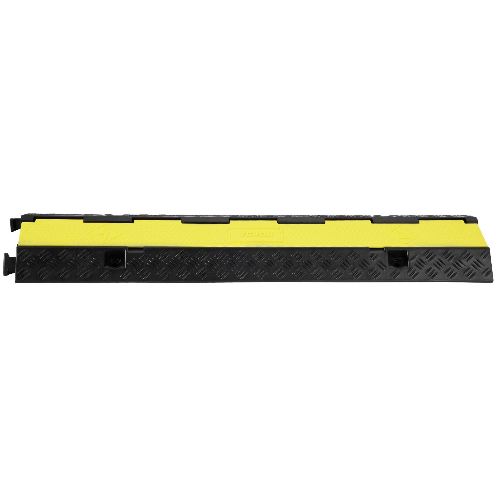 VEVOR 3 PCs Rubber Cable Protector Ramp, 2 Channel, 12000 lbs/axle Capacity Heavy Duty Hose Wire Cover Ramp Driveway, Traffic Speed Bump with Flip-Open Top Cover & 50 ft Warning Tape, for Indoor&Outdo