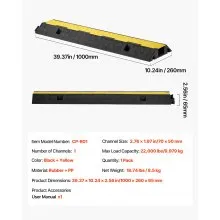 VEVOR Cable Protector Ramp Rubber Cord Cover 22000 lbs/axle Capacity 1 Channel