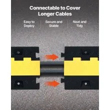 VEVOR Cable Protector Ramp, 22,000 lbs/axle Capacity, 2 Channel Heavy Duty TPU Cord Hose Wire Cover, 1.2 x 1.1 in Channel, Traffic Speed Bump with Flip-Open Top Cover, for Indoor Outdoor Use, 3 Pack