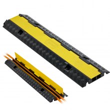 VEVOR Cable Protector Ramp, 22,000 lbs/axle Capacity, 2 Channel Heavy Duty Rubber Cord Hose Wire Cover, 1.3 x 1.2 in Channel, Traffic Speed Bump with Flip-Open Top Cover, for Indoor Outdoor, 1 Pack