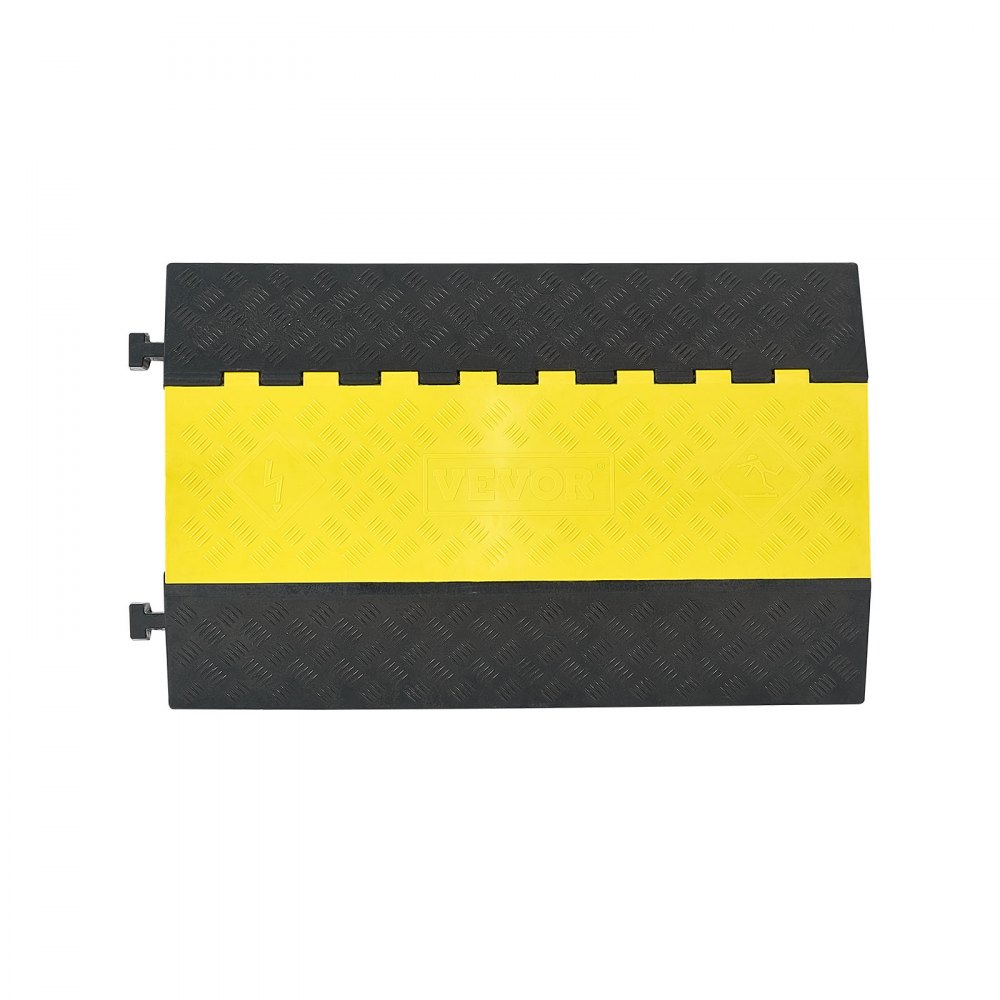 VEVOR Cable Protector Ramp, 9,979 kg/axle Capacity, 2 Channel Heavy Duty Rubber Cord Hose Wire Cover, 100 x 75 mm Channel, Traffic Speed Bump with Flip-Open Top Cover, for Indoor Outdoor Use, 1 Pack