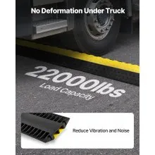 VEVOR Cable Protector Ramp, 22,000 lbs/axle Capacity, 2 Channel Heavy Duty Rubber Cord Hose Wire Cover, 4 x 3 in Channel, Traffic Speed Bump with Flip-Open Top Cover, for Indoor Outdoor Use, 1 Pack