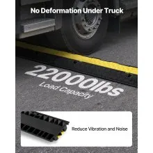 VEVOR Cable Protector Ramp, 22,000 lbs/axle Capacity, 2 Channel Heavy Duty Rubber Cord Hose Wire Cover, 2.2 x 2 in Channel, Traffic Speed Bump with Flip-Open Top Cover, for Indoor Outdoor, 1 Pack