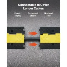 VEVOR Cable Protector Ramp, 22,000 lbs/axle Capacity, 2 Channel Heavy Duty Rubber Cord Hose Wire Cover, 2.2 x 2 in Channel, Traffic Speed Bump with Flip-Open Top Cover, for Indoor Outdoor, 1 Pack
