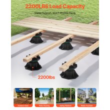 8 Pcs Adjustable Deck Support Pedestal Deck Foundation Base Rising 3.54-4.65 in