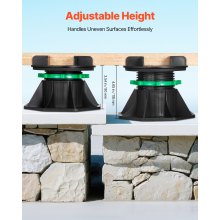 8 Pcs Adjustable Deck Support Pedestal Deck Foundation Base Rising 3.54-4.65 in