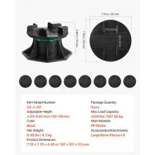 8 Pcs Adjustable Deck Support Pedestal Deck Foundation Base Rising 3.54-4.65 in