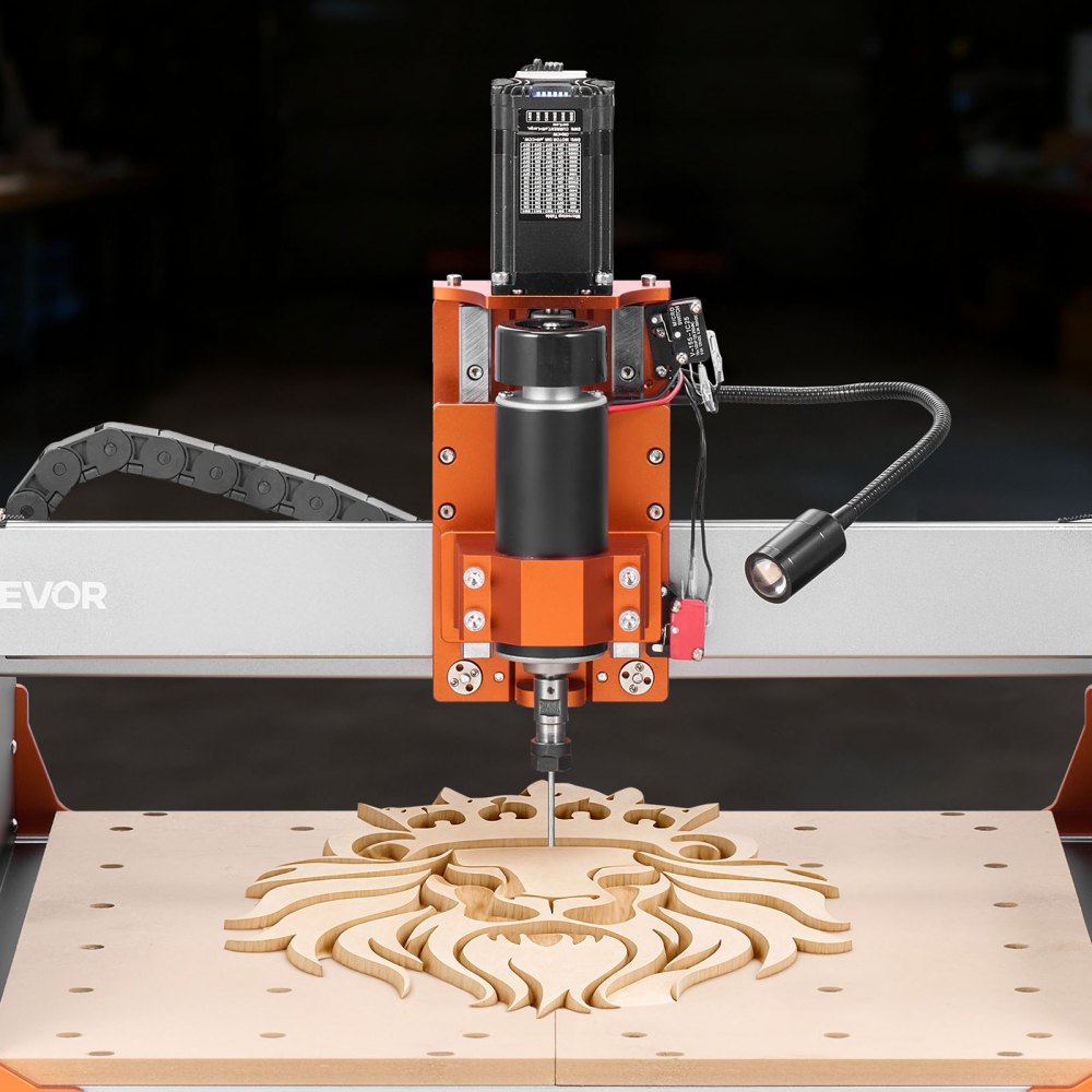 VEVOR CNC Router Machine, 500W Spindle, 3-Axis Wood Engraving Milling Machine, with Dual Linear Rails & Ball Screw, 15.75 x 15.75 x 3.74 in Working Area, Trim Router, for Wood Acrylic Carving Cutting