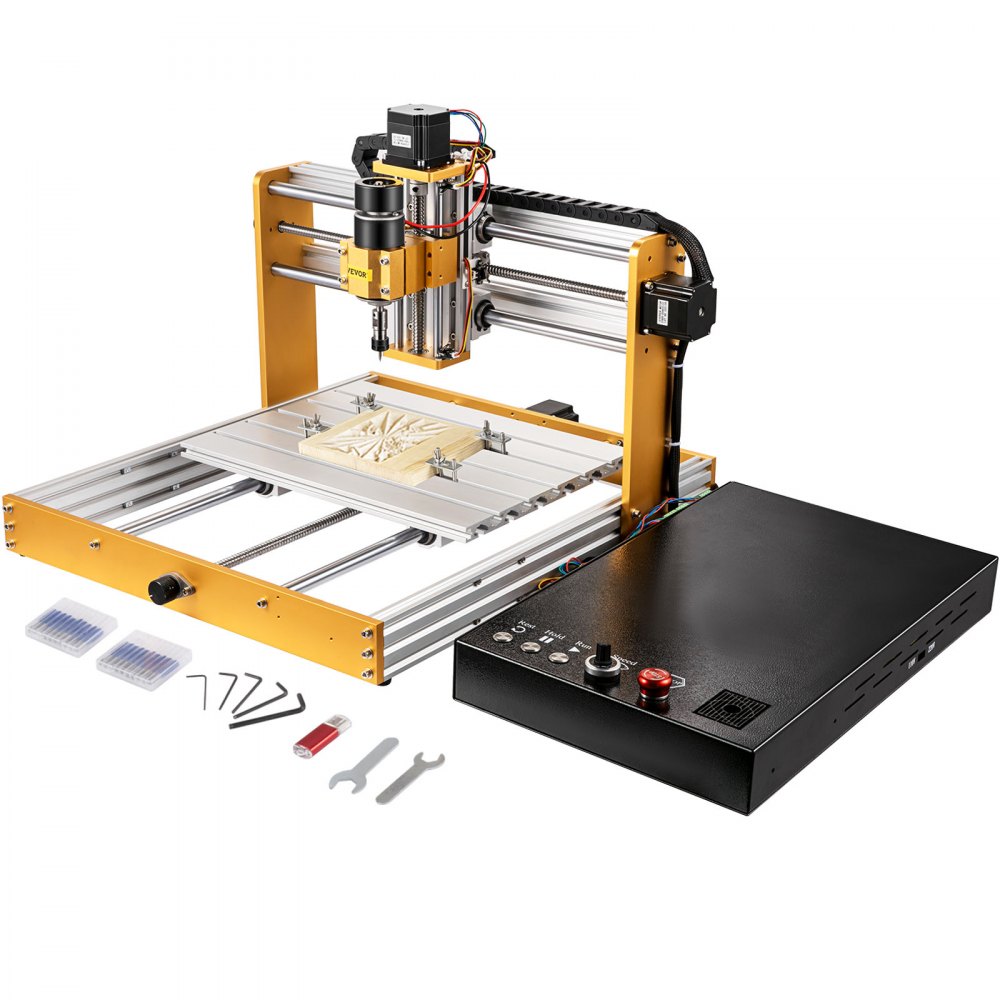 VEVOR CNC Router Machine, Engraver Milling Machine with Offline Controller Limit Switches Emergency-stop, DIY 3 Cutting Kit for Wood Metal Acrylic MDF, 400 300 x 100 mm Large Working Area | VEVOR US