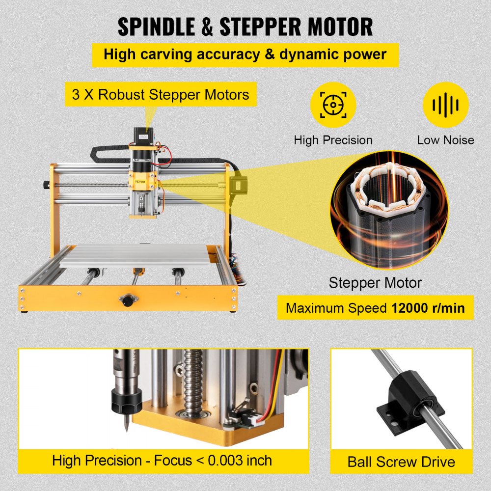 VEVOR CNC Router Machine, 3040 Engraver Milling Machine with Offline Controller Limit Switches Emergency-stop, DIY 3 Axes Cutting Kit for Wood Metal Acrylic MDF, 400 x 300 x 100 mm Large Working Area