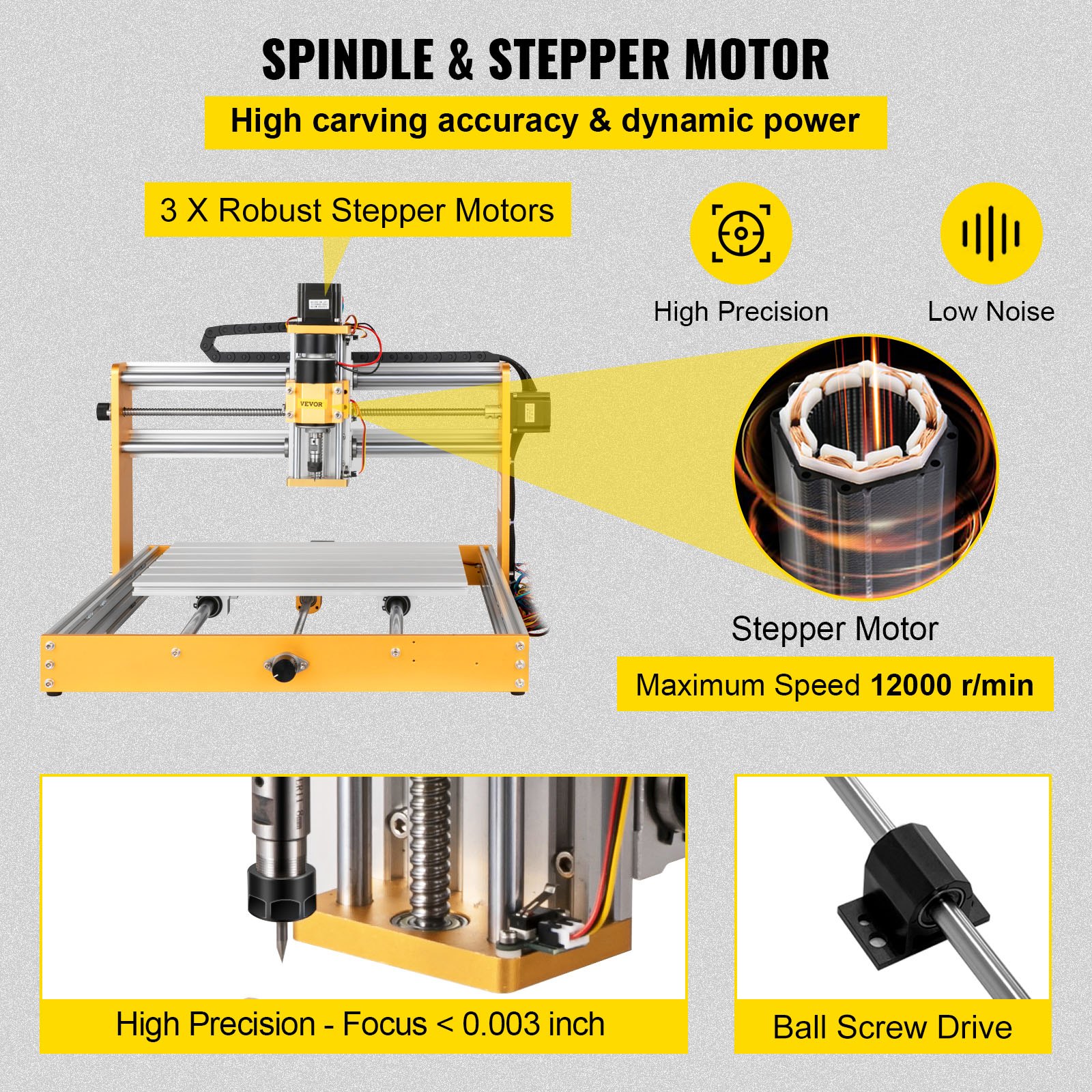 VEVOR CNC Router Machine, 3040 Engraver Milling Machine with Offline Controller Limit Switches Emergency-stop, DIY 3 Axes Cutting Kit for Wood Metal Acrylic MDF, 400 x 300 x 100 mm Large Working Area