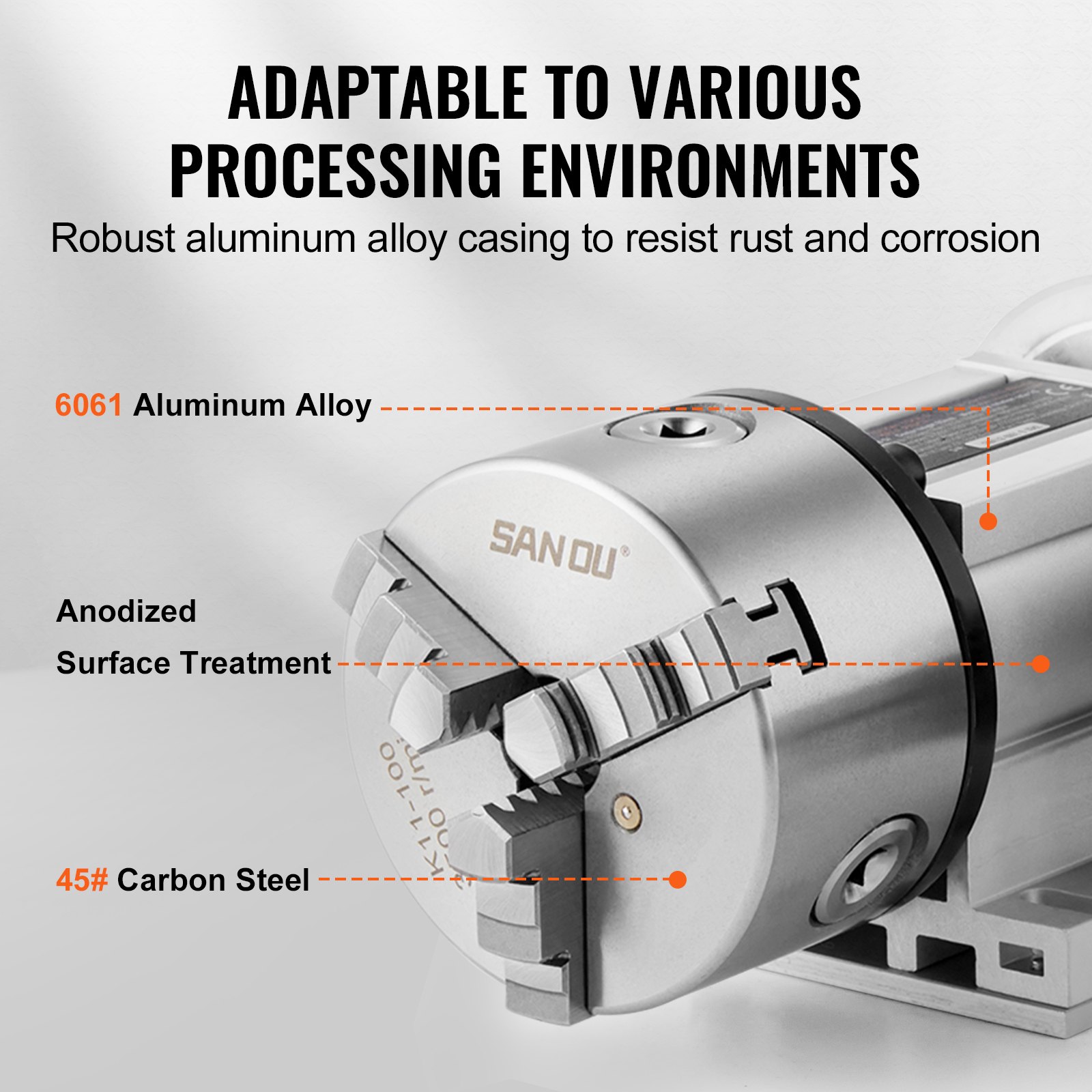 VEVOR Dividing Head, K11-100mm 3-Jaw Chuck, CNC Router Milling Machine Rotational Axis 4th Axis A Axis Indexing Head, 66 mm(2.6")/65 mm Center Height MT2 Tailstock 6:1 Gear Ratio, Universal for Engraving