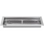 rectangular stainless steel VEVOR fire pit pan with clean edges and burner holes.