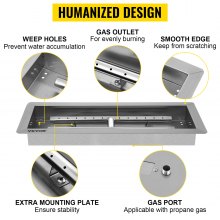 VEVOR Fill-in Fire Pit Pan Burner Natural Gas Fire Pit Burner 20x8 Inch Fire Pit Pan 13.2 LBS Stainless Steel Fill in Pan Linear Fire Pit Pan Metal Square Burner Heater