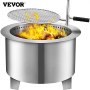 VEVOR Smokeless Fire Pit, 22 Inch Bonfire Fire Pit Stainless Steel Wood Burning Fire Pit, Patio Fire Pit with Detachable Grill, Outdoor Fire Pit for Backyards and Camping Park