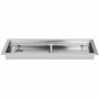 VEVOR stainless steel fire pit pan with burner and sleek rectangular design.