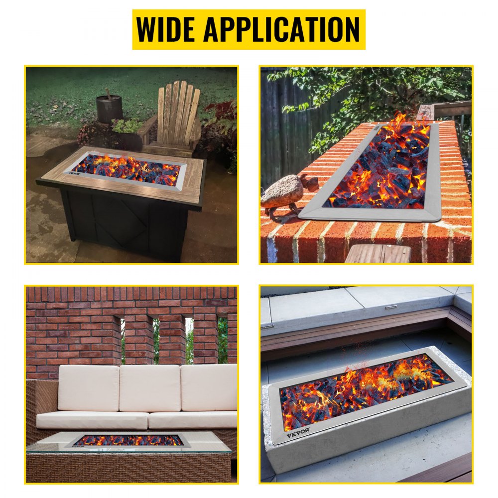 VEVOR Fill-in Fire Pit Pan Burner Natural Gas Fire Pit Burner 32x12 Inch Fire Pit Pan 8.4 LBS Stainless Steel Fill In Pan Linear Fire Pit Pan Metal Square Burner Heater