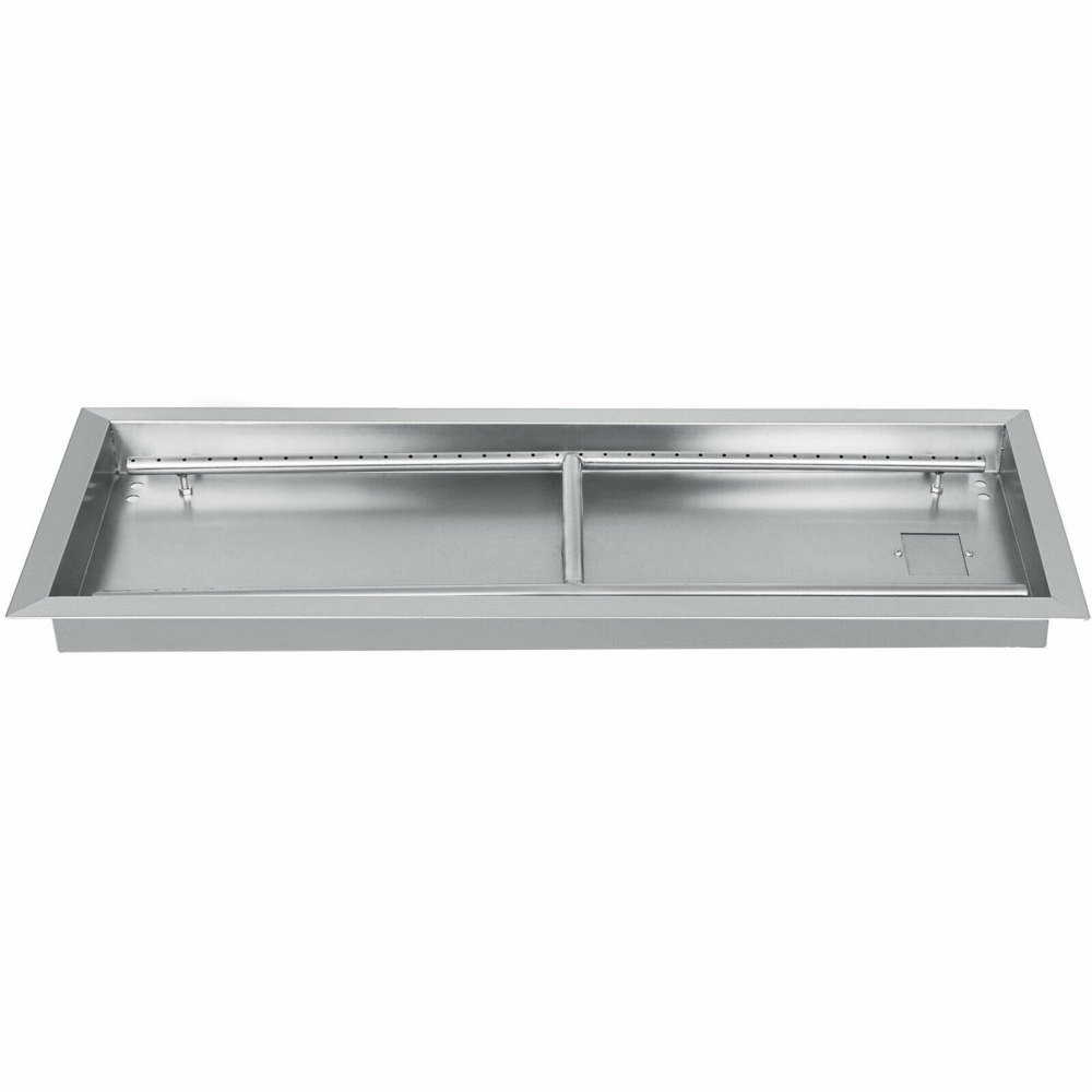 VEVOR fire pit pan in stainless steel finish with rectangular design.