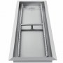stainless steel rectangular VEVOR fire pit pan with center gas outlet and perforated burners.
