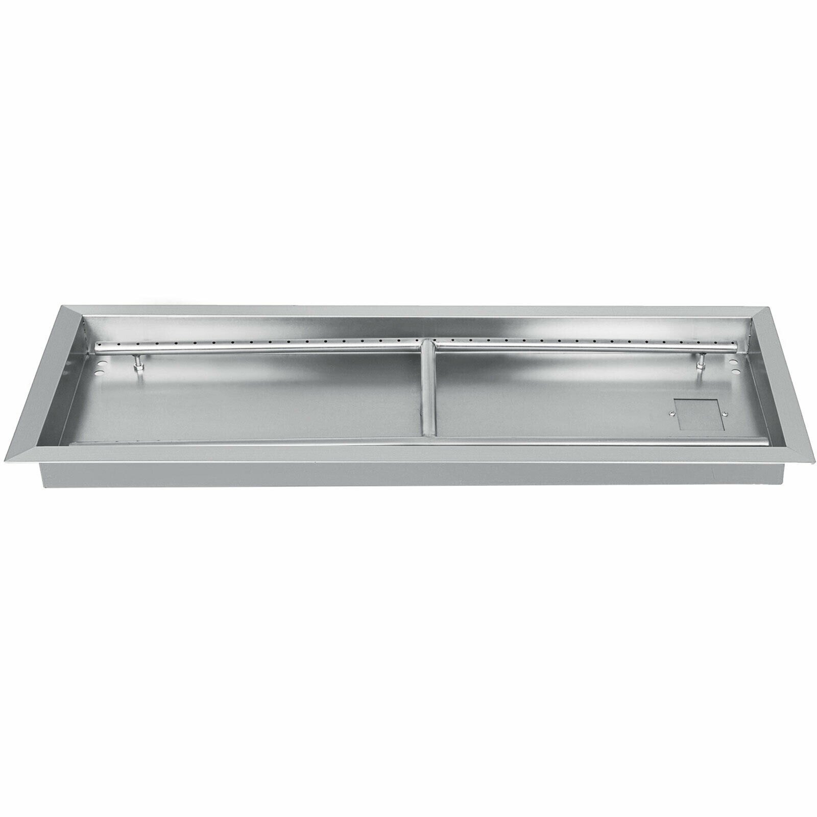 VEVOR fire pit pan in stainless steel finish with rectangular design.