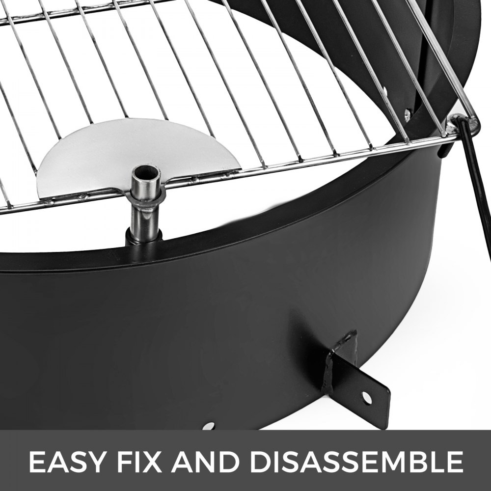 32”diameter Fire Pit Ring/liner With Grill Metal Bbq Cooking Grate Party