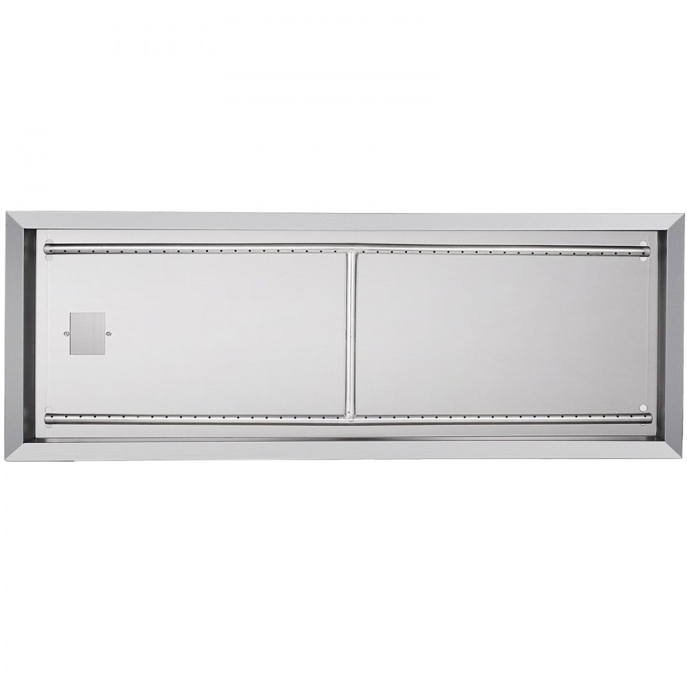 rectangular stainless steel VEVOR fire pit pan with burner holes and frame
