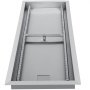rectangular VEVOR fire pit pan with stainless steel finish and burner holes.