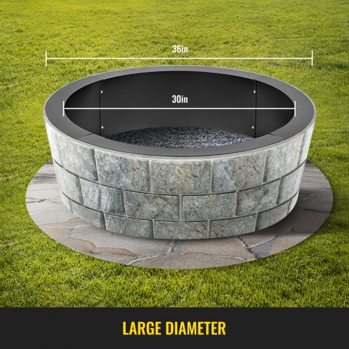 VEVOR Fire Pit Ring 36 Inch Fire Pit Pan Fireplace Ring Solid Steel Heavy Duty Fire Pit Ring/Liner for Fireplace Campfire Pit Ground for Outdoor Camping