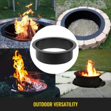 VEVOR Fire Pit Ring 36-Inch Outer/30-Inch Inner Diameter, Fire Pit Insert 3.0mm Thick Heavy Duty Solid Steel, Fire Pit Liner DIY Campfire Ring Above or In-Ground for Outdoor