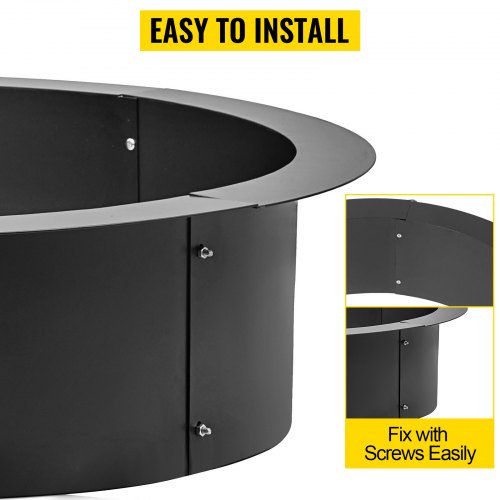 VEVOR Fire Pit Ring 42×36×10 Inch Fire Pit Pan Fireplace Ring Solid Steel Heavy Duty Fire Pit Ring Liner for Fireplace Campfire Pit Ground for Outdoor Camping