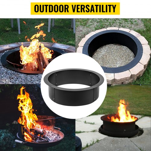 VEVOR Fire Pit Ring 42×36×10 Inch Fire Pit Pan Fireplace Ring Solid Steel Heavy Duty Fire Pit Ring Liner for Fireplace Campfire Pit Ground for Outdoor Camping