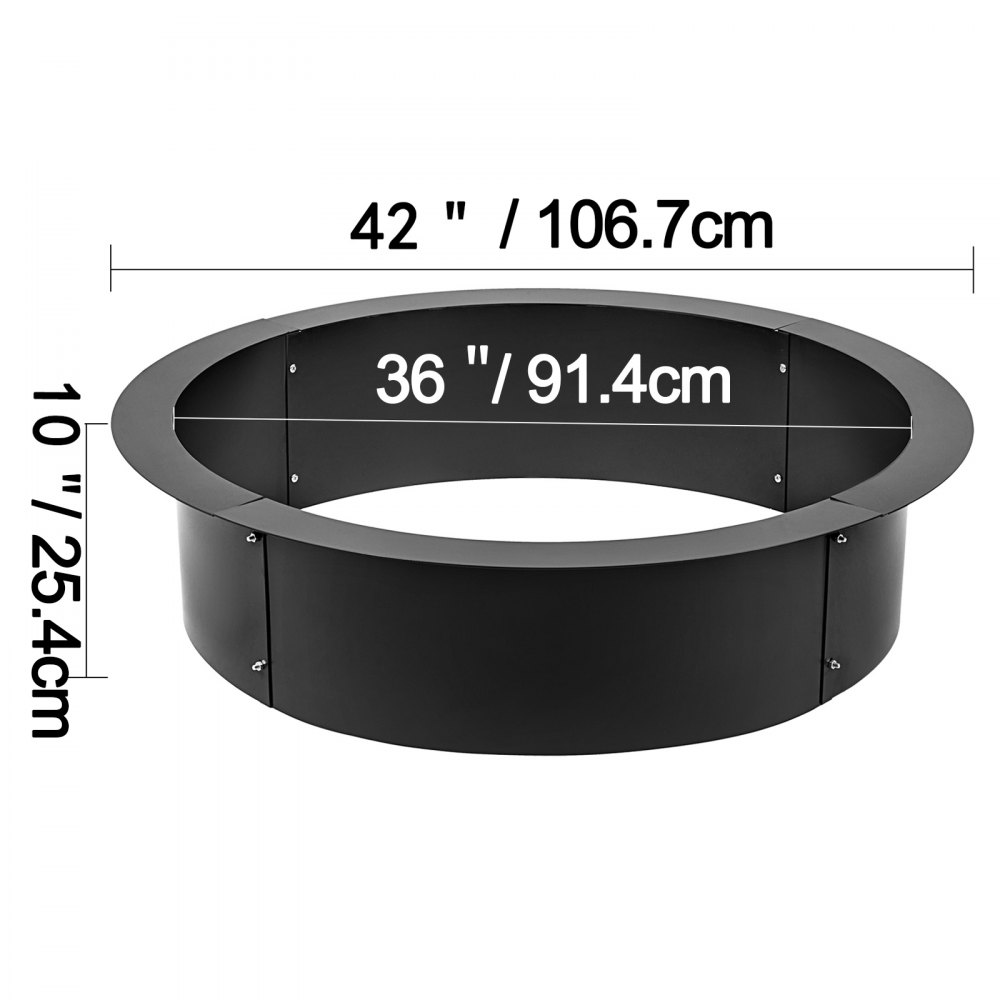 VEVOR Fire Pit Ring 42×36×10 Inch Fire Pit Pan Fireplace Ring Solid Steel Heavy Duty Fire Pit Ring Liner for Fireplace Campfire Pit Ground for Outdoor Camping