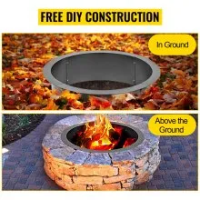 VEVOR Fire Pit Ring 42-Inch Outer/36-Inch Inner Diameter, Fire Pit Insert 3.0mm Thick Heavy Duty Solid Steel, Fire Pit Liner DIY Campfire Ring Above or In-Ground for Outdoor