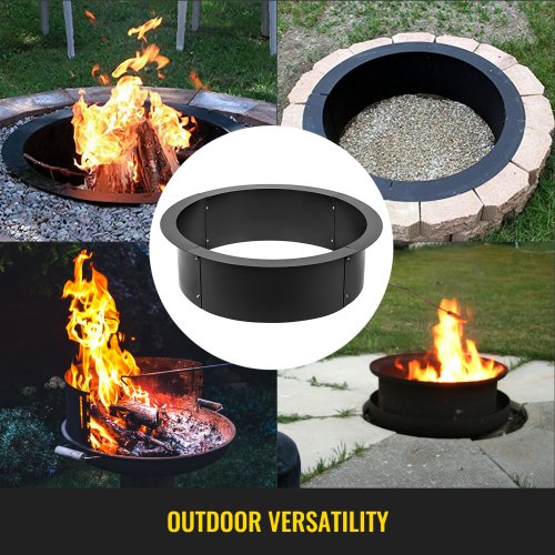 VEVOR Fire Pit Ring 45 Inch Fire Pit Pan Fireplace Ring Solid Steel Heavy Duty Fire Pit Ring/Liner for Fireplace Campfire Pit Ground for Outdoor Camping