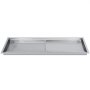 rectangular stainless steel VEVOR fire pit pan with inner divider and gas connection.