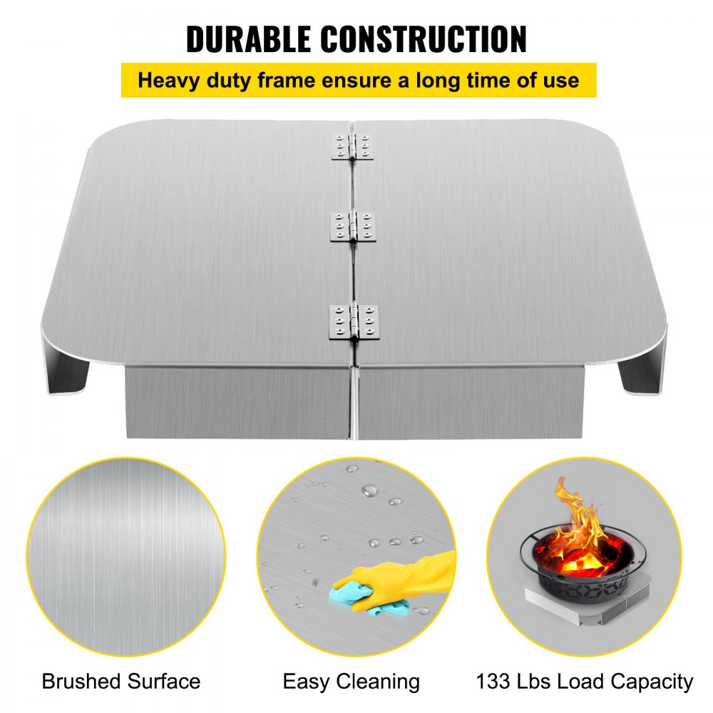 VEVOR Fire Pit Heat Shield, 26 x 26 inch Deck Defender & Grass Guard, High Temp Fire Pit Heat Deflector, Fire Pit Mat for Grass Lawn Guarding, Fire Pit Pad for Outdoors, Bonfires, Wood Burning, Square