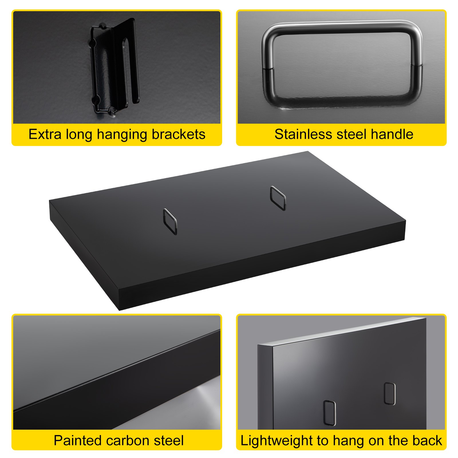 VEVOR Cubierta para tapa de plancha, funciona con plancha Blackstone de 36 pulgadas, cubierta de plancha superior plana de acero al carbono negro con recubrimiento en polvo, cubierta dura impermeable con mango resistente al calor