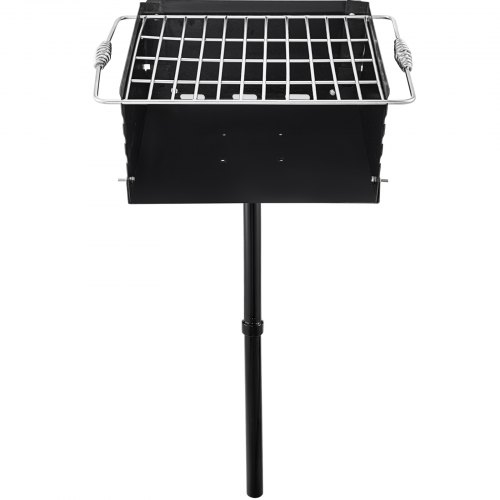 VEVOR Outdoor Park Style Grill 16 x 16 Inch Park Style Charcoal Grill Carbon Steel Park Style BBQ Grill Adjustable Park Charcoal Grill with Stainless Steel Grate Outdoor Park Grill, In-ground Pillar